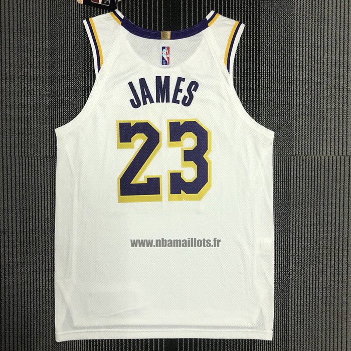 Maillot Los Angeles Lakers LeBron James NO 23 Association Authentique Blanc